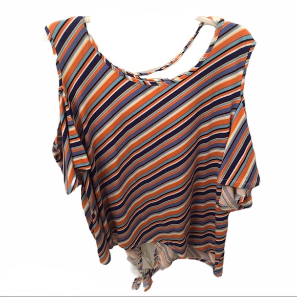 Bright Multicolor Front Tie Open Shoulder Top🌸 - Picture 2 of 5